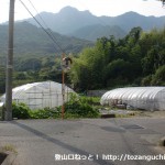 塚原バス停の北側にある右田ヶ岳登山口の手前のＴ字路