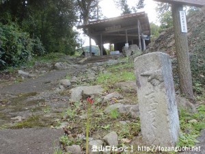 篁山の登山口（河内駅側）途中にある”左ちくりんじ”の石柱