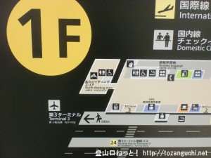 成田空港第２ターミナルの北ウェイティングエリアを示す案内板