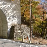 鶴の湯温泉源泉碑前の鶴の湯トンネル西口右側にある倉戸山の登山道入口