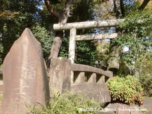 護国寺の富士塚（音羽富士）の登り口前