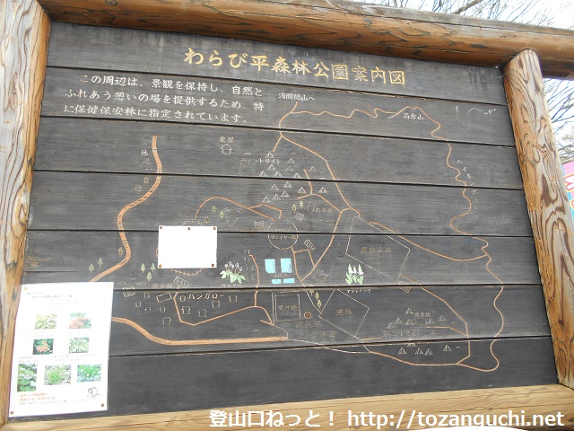 わらび平森林公園キャンプ場の案内板