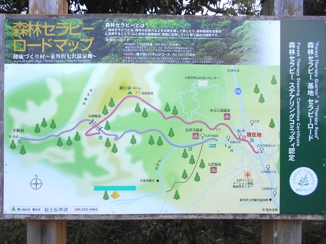 鐘ヶ獄のバス停横に設置してある鐘ヶ嶽のハイキングコースの案内板