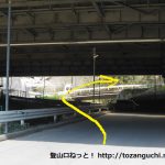 高速松田バス停から下道に下りたら北側に拘束の下をくぐり右折する