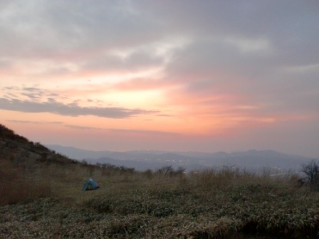 福智山頂から見る夕焼けの画像