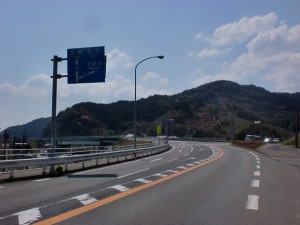 山本踦線橋交差点（国道203号線と県道52号線の分岐地点）の画像