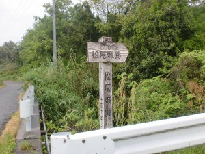 松山自動車道の下にある松尾城跡への入口分岐で左折した先にある松尾山城を示す道標の画像