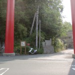 鹿野川大橋バス停横の小藪温泉への林道の入口にある赤い大鳥居