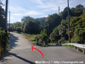 意賀美神社本殿南側のＴ字路の先の新滝ノ池への分岐