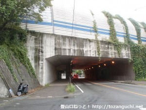 若山神社に行く途中で高速道路の高架下をくぐるところ