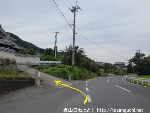 船路バス停から高天彦神社に行く途中の住宅街から県道30号線への坂道に入るところ