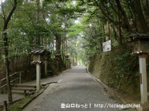 大神神社の手水舎から狭井神社に向かう途中の森の中の小路