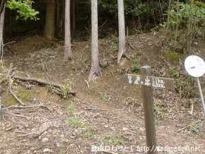 白倉山の匠の村側登山口に設置してある道標