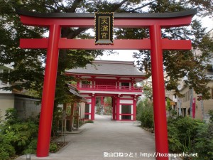 成子天神社の参道にある朱の鳥居
