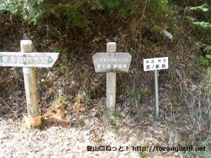 鳶ノ巣山の登山口となる愛知・静岡の県境の峠に設置されている道標
