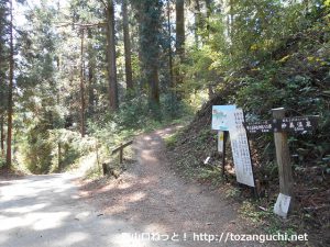 妙義神社の本殿左側にある妙義山への登山道の入口