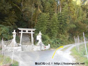 日吉神社前の林道を奥に進む