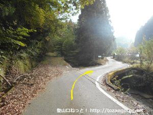 新田から千ヶ峰の水谷ルートの登山口に向かう途中の林道分岐