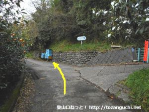 薩埵峠に向かう坂道の途中の分岐