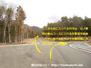 杓子山・立ノ塚峠の登山口手前の十字路