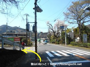 愛川ふれあいの村野外センター前バス停横の信号を左折して愛川ふれあいの村の方に進む